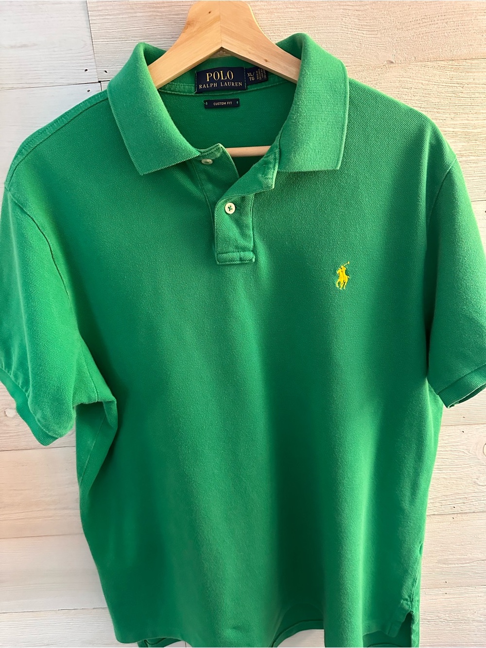Ralph Lauren Green Polo with Yellow Pony Embroidery